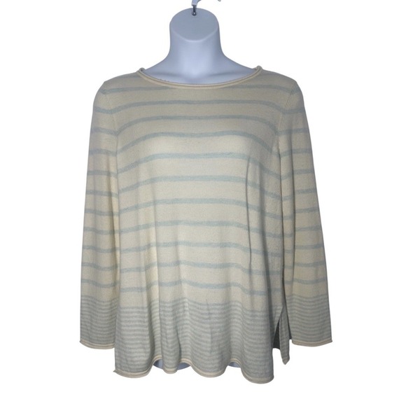Vineyard Vines Sweaters - Women's Sz: XL Vineyard Vines Wool Cashmere Lt. Blue Ivory Striped Sweater